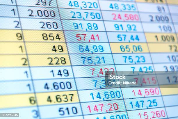 Financial Numbers On Lcd Screen Stock Photo - Download Image Now - Analyzing, Blue, Business