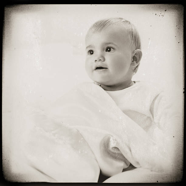 Baby boy of 2 m.o. in sepia.