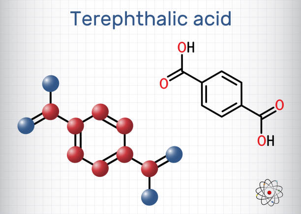 istock Terephthalic acid molecule. It is benzenedicarboxylic acid, precursor to the polyester PET. Molecule model. 1872979760