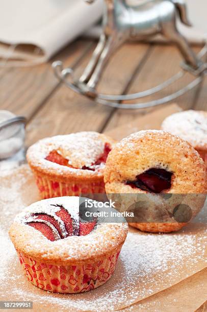 Plum Muffins Stock Photo - Download Image Now - Muffin, Plum, Baked