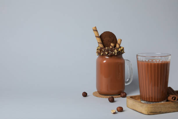 istock Tasty fresh summer dessert - chocolate milkshake, space for text 1873001800