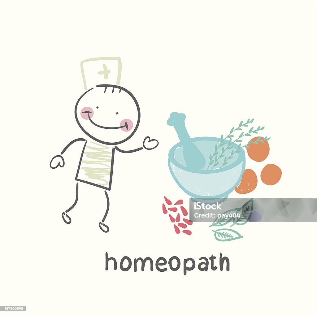Homéopathe médecine préparés avec des plantes - clipart vectoriel de Aromathérapie libre de droits