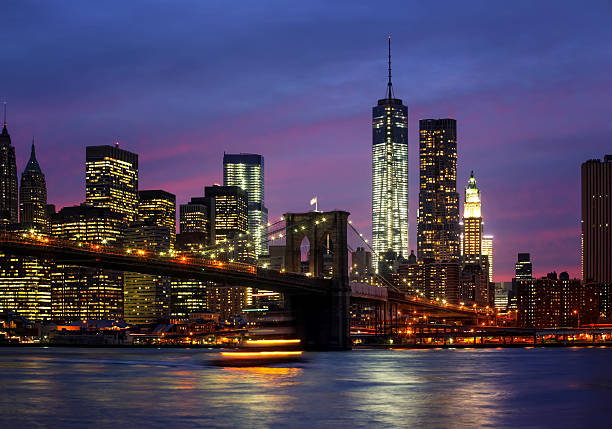 istock Manhattan at night with lights and reflections 187301015