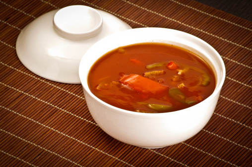 Tomato soup in white bow