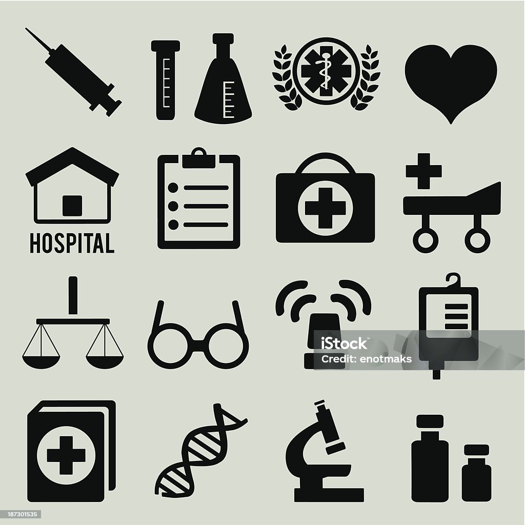 Zestaw medical ikony-Część 1 - Grafika wektorowa royalty-free (Ambulans)