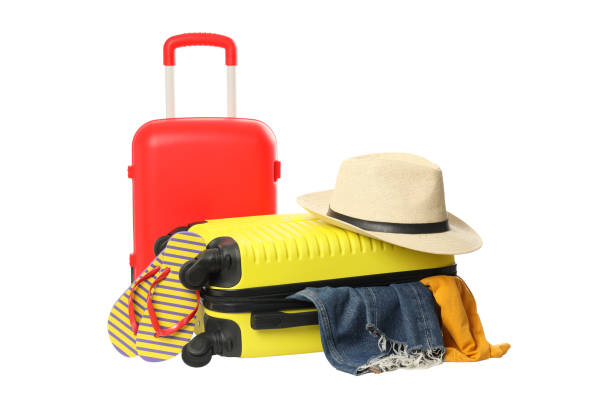 istock Travel and vacation, composition with suitcase, isolated on white background 1873017285