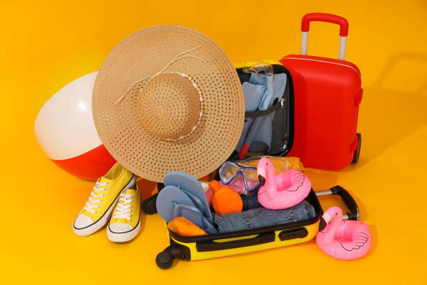 istock Travel and vacation, holidays, composition with suitcase 1873025704