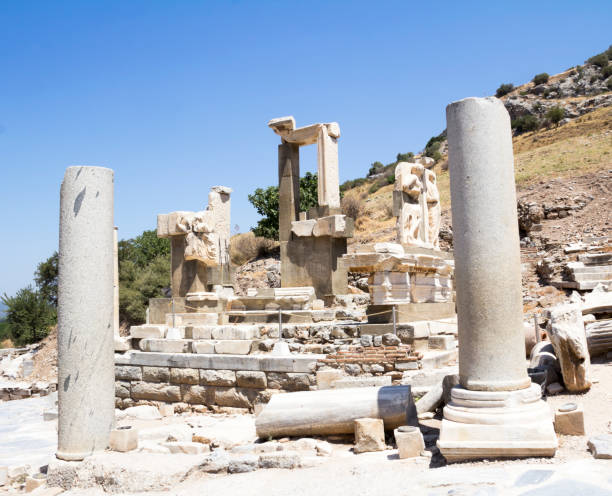 istock Ancient ruins in Ephesus Turkiye, columns 1873057644