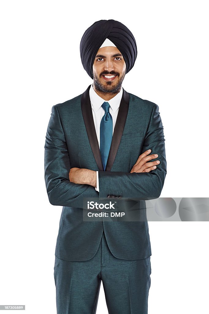 Bem sucedida jovem homem indiano no Turbante Indiano - Royalty-free Turbante Indiano Foto de stock