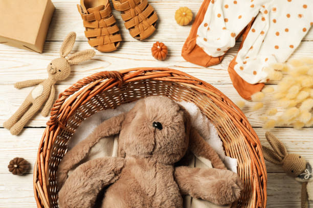 istock Composition for waiting a baby concept, top view 1873068479