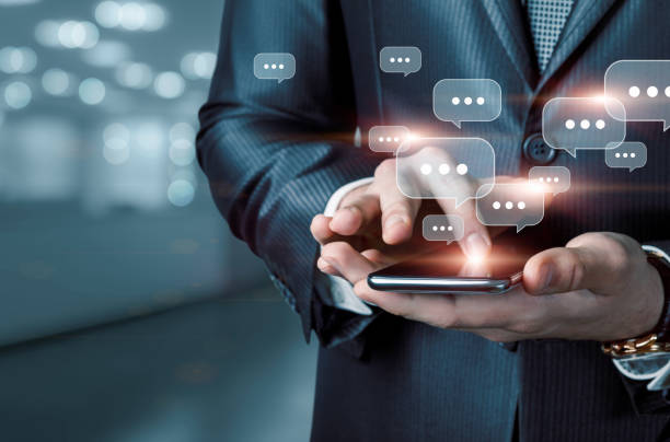 istock A businessman corresponds with messages on the Internet. 1873089234