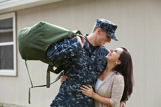 Military man (30s) with wife
