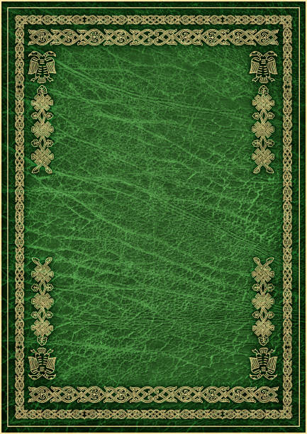 istock High Resolution Animal-skin Green Parchment with Decorative Gilded Arabesque Pattern 187310308