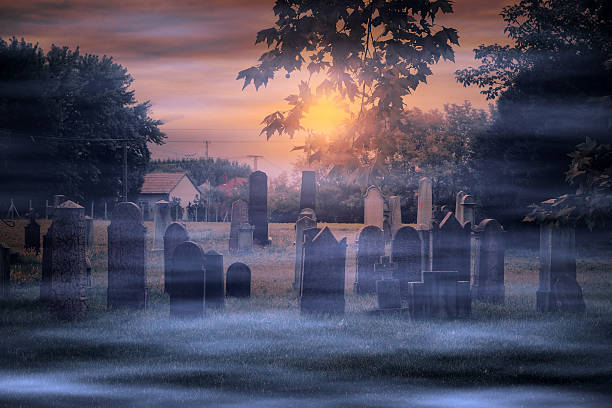 istock Spooky cemetery in the forest 187315199