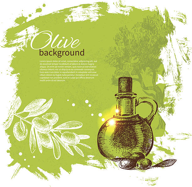 ilustrações, clipart, desenhos animados e ícones de vintage fundo de oliva - tempera painting paint art bottle