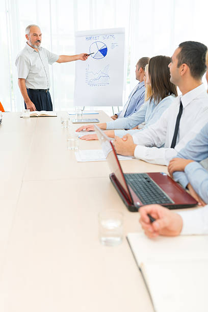 istock Senior businessman pointing at flipchart 187318513