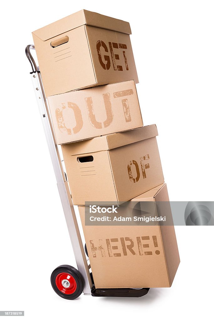 Sackkarre und Kartonverpackung Kästchen (clipping path) - Lizenzfrei Behälter Stock-Foto