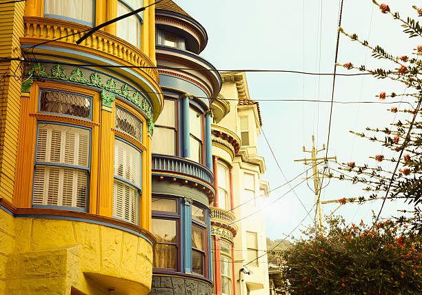 case - roof row house house san francisco county foto e immagini stock