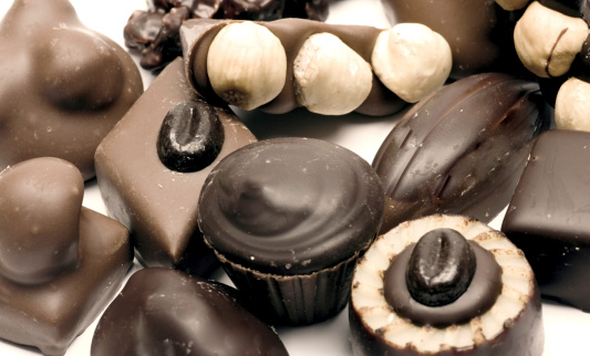 Group of chocolates on white background