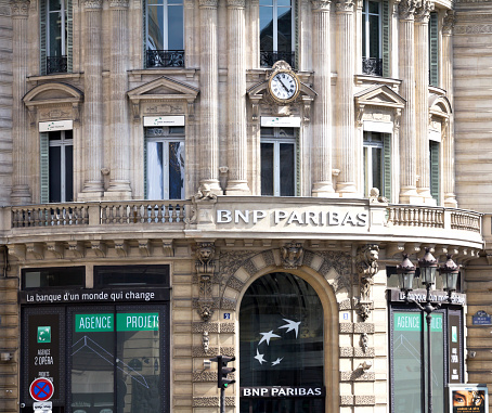 BNP Paribas building in Paris. BNP Paribas is a French bank and financial services company with headquarters in Paris