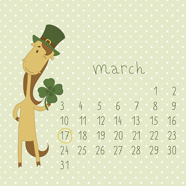 kalender für märz 2014. - cards symbol clover horse stock-grafiken, -clipart, -cartoons und -symbole