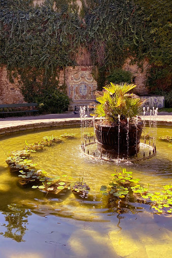 Fountain in the garden of Palermo, Sicily, Italy