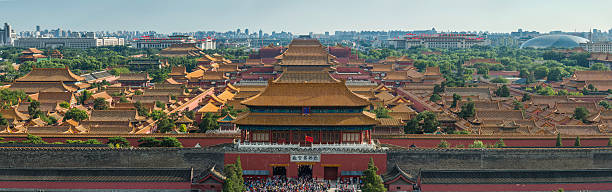 ciudad prohibida panorama del centro de la ciudad de pekín atracciones turísticas más famosas de china - zijin cheng fotografías e imágenes de stock