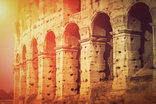 Details of the Coliseum Inside the coliseum, where gladiators once fought. inside the colosseum stock pictures, royalty-free photos & images