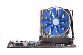 Pc motherboard with large fan cooling engine isolated