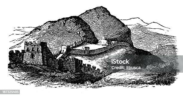 Antique Illustration Of Great Wall China Stock Illustration - Download Image Now - China - East Asia, Awe, Great Wall Of China