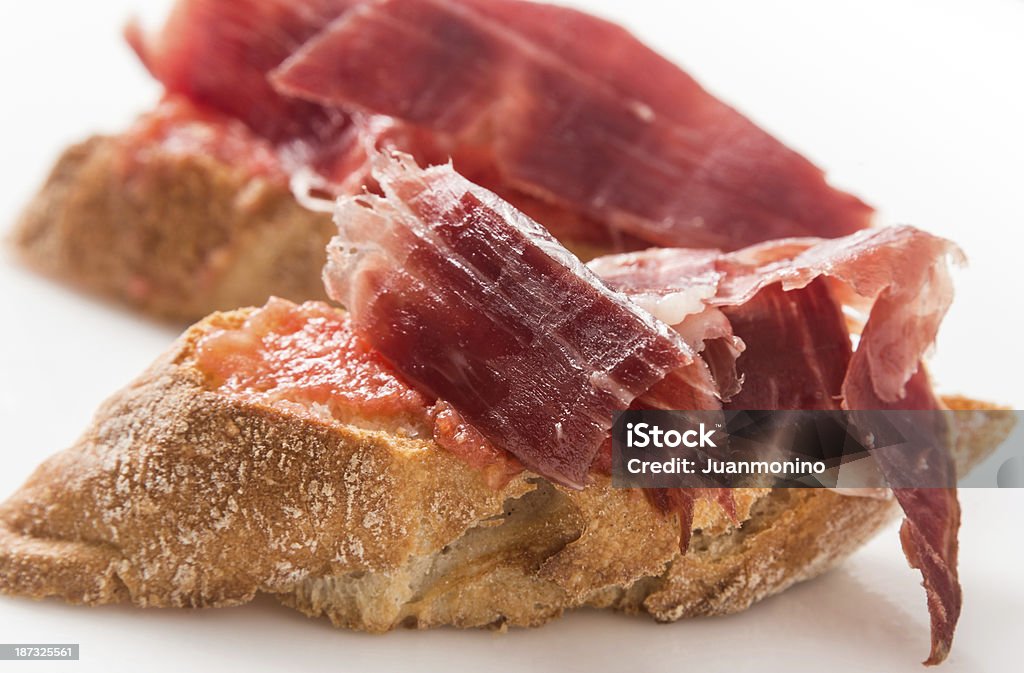Curred Presunto Serrano canap ̩ da carne - Royalty-free Almoço Foto de stock