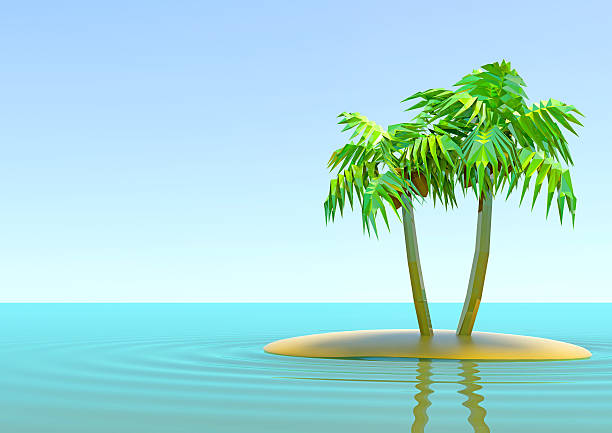 istock the desert island with palm trees 187325948