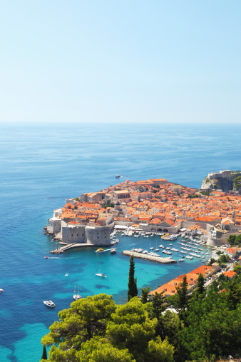 Historic Croatian town of Dubrovnik with copy space.