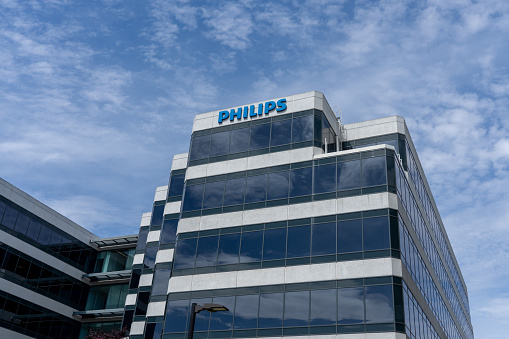 Philips Healthcare office in Pleasanton, CA, USA -June 12, 2023. Philips Healthcare is a division of Philips, a Dutch diversified technology company.