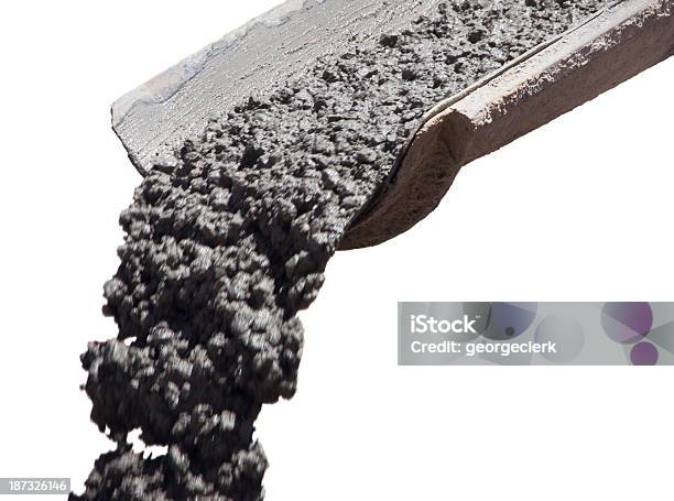 Pouring Concrete Isolated On White Stock Photo - Download Image Now - Concrete, Pouring, Cement
