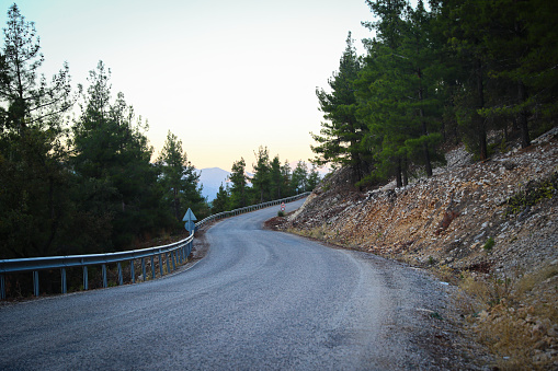 Asphalt road in the mountain - Road - Asphalt road passing through forest and mountains