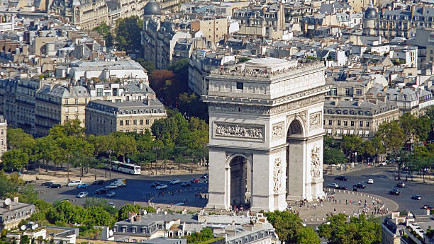 istock Paris skyline with triumphal Arch 187327707