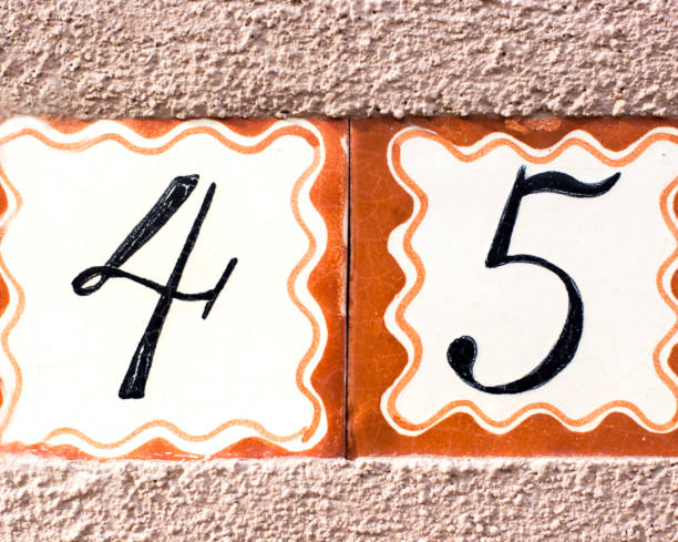 istock Ceramic Number 45 Street Address Tiles; Brown Stucco 1873278437