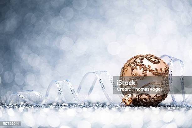 Christmas Bauble Decoration Glitter Bokeh Winter Gold Stock Photo - Download Image Now