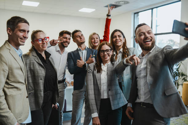 istock Office Team Taking Christmas Selfie 1873293798