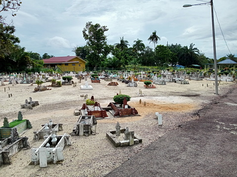 Muslim malay cemetary graveyard. Photo taken in Malaysia