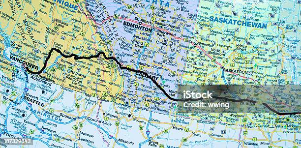 Trans Canada Highway Na Mapie - zdjęcia stockowe i więcej obrazów Arteria - Arteria, Bez ludzi, Droga publiczna