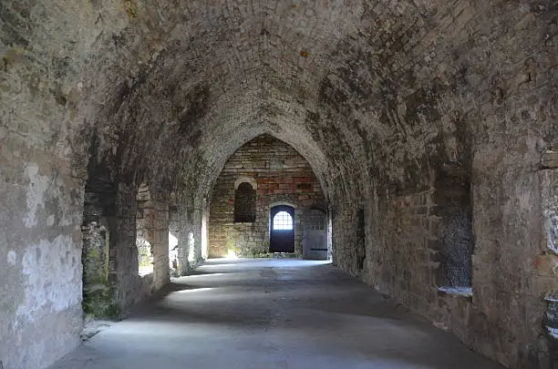 Ann internal view of the medieval abbey on Inchcolm abbey