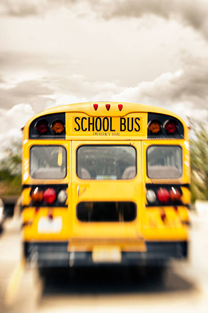 scuolabus - school bus defocused education bus foto e immagini stock