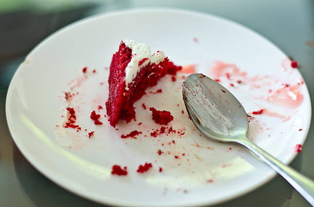 Eaten strawbrry cake stock photo