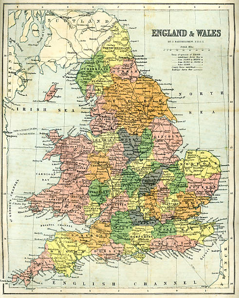 istock Antique map of England and Wales 187330701