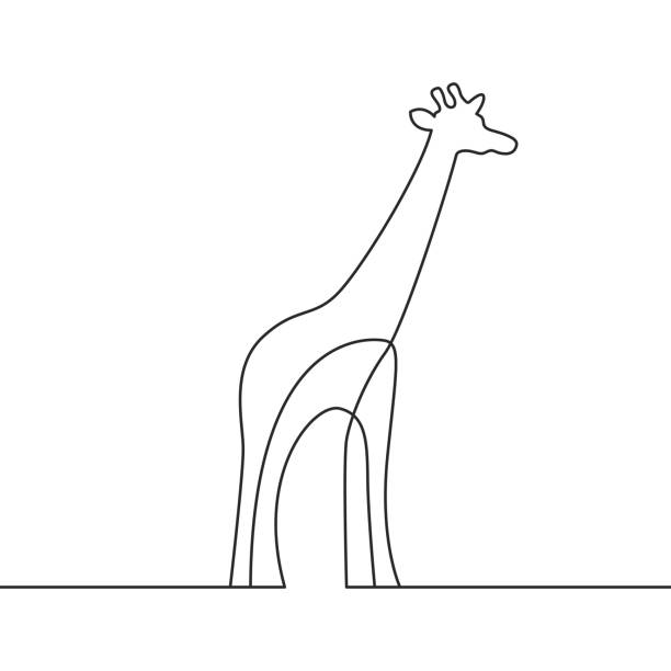 giraffe in durchgehender linie icon-symbol design-symbol-vorlage flacher stil vektor - animal animal neck cute safari animals stock-grafiken, -clipart, -cartoons und -symbole