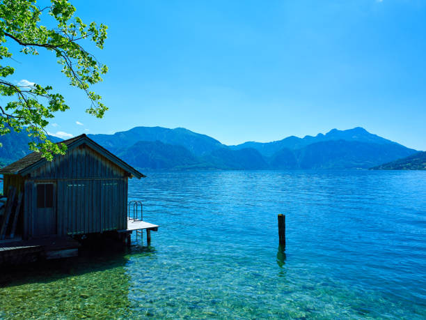 Beautiful Attersee lake landscape in Austrian Alps.