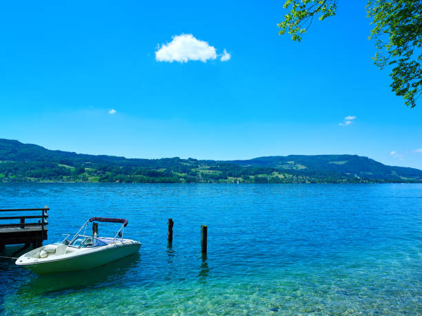 Beautiful Attersee lake landscape in Austrian Alps.