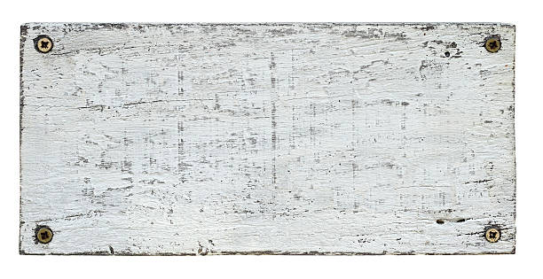 istock White grunge wood board with four screws. 187332087
